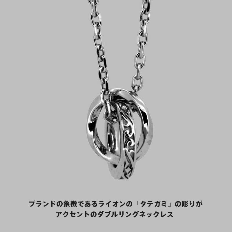 Lionheart Tri Necklace with Mane and Double Rings, Surgical Stainless Steel and Silver, Pre-Wrapped, Includes Custom-Made Pouch, Men's Brand