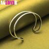 Gioielli con bracciale rigido in argento sterling 925 con linea a doppio cerchio