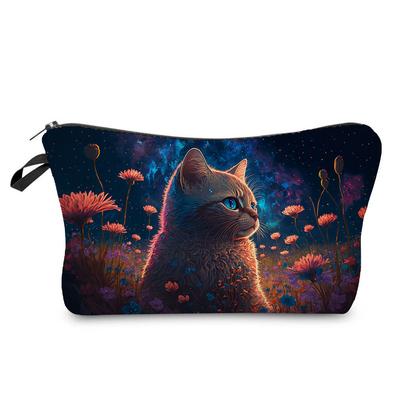 Sac à Maquillage Imprimé Chat pour Femmes Organisateur de Articles de Toilette Étui de Rangement de Voyage 6772