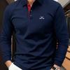 Men's High-end Long-sleeve Polo, Featuring a Lapel Collar for a Youthful, Fashionable, and Comfortable Look. Suitable for Sports, Casual.