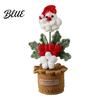 Winter Home Ornaments Crochet Potted Santa Plant Handmade Christmas Ornament Decorative Knitted Plant Gift Flower for Office Desk Bookshelf
