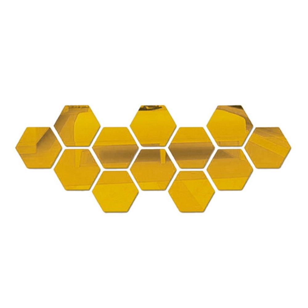 12-teilige hexagonale Acrylspiegel-Wandaufkleber zur DIY-Dekoration—Selbstklebende Aufkleber für Wohnzimmer, Flur und Treppenhaus.