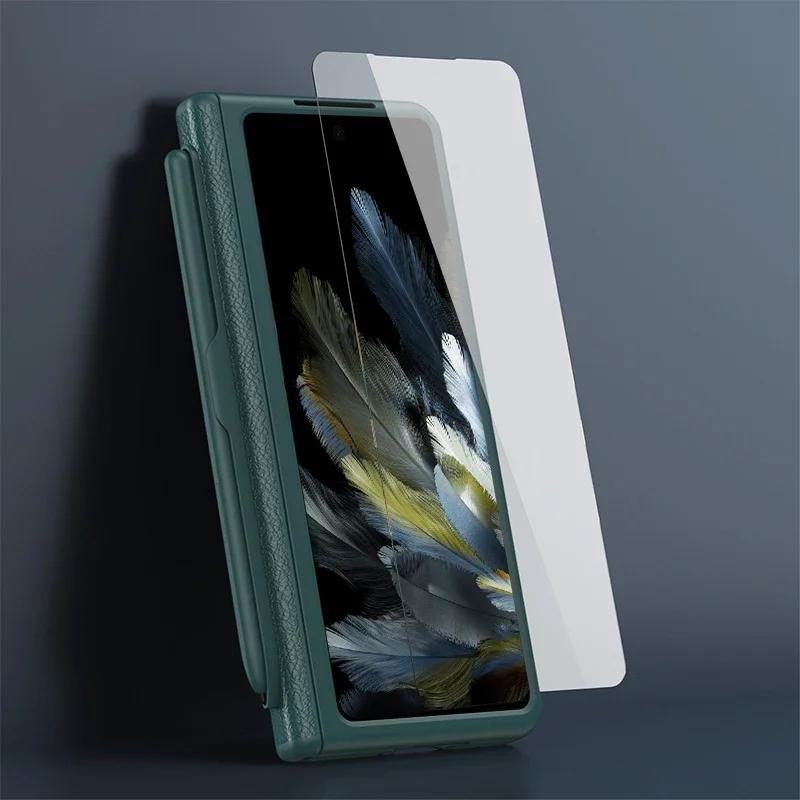 For OPPO Find N3 Case Premium Leather Hinge Kickstand+Screen Protector Stylus Pen Folding Lens Protection Cover For OnePlus Open