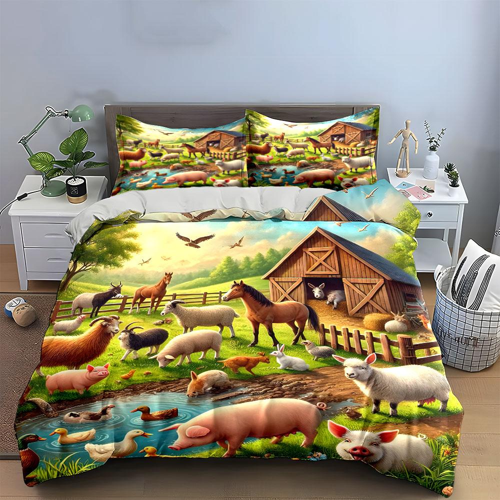 Harmony-filled farm paradise Bedding sets Duvet covers Pillowcases(1* Duvet Cover 2* Pillowcases without duvet insert)