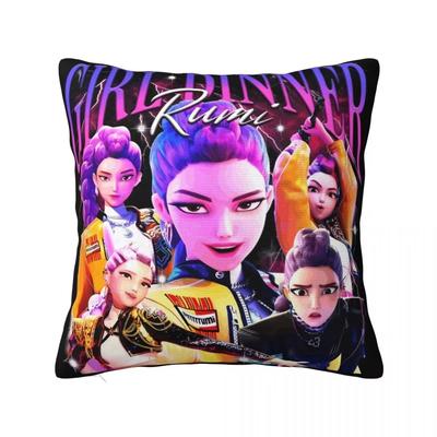Funda de Almohada Kpop Cazadores de Demonios Huntrix, Cubierta de Cojín Suave para Decoración del Hogar, Funda de Almohada Anime Estampada para Decoraciones de Dormitorio Sofá