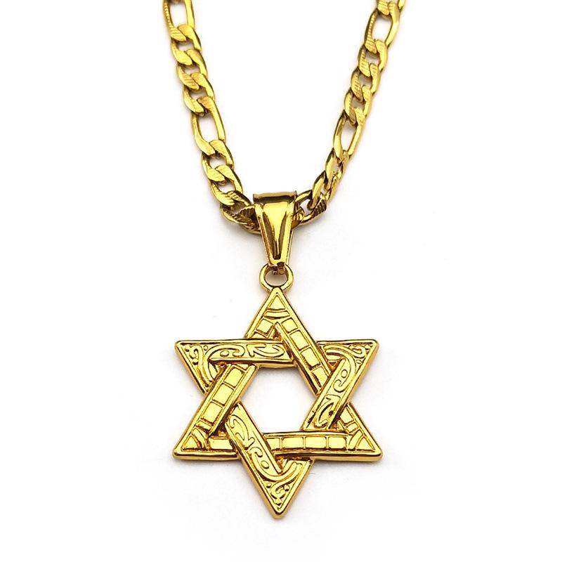 Doppelseitiger Hexagramm-Anhänger Titanstahl Halskette Partnerkette Modeschmuck Geschenk für Sie Ihn Unisex