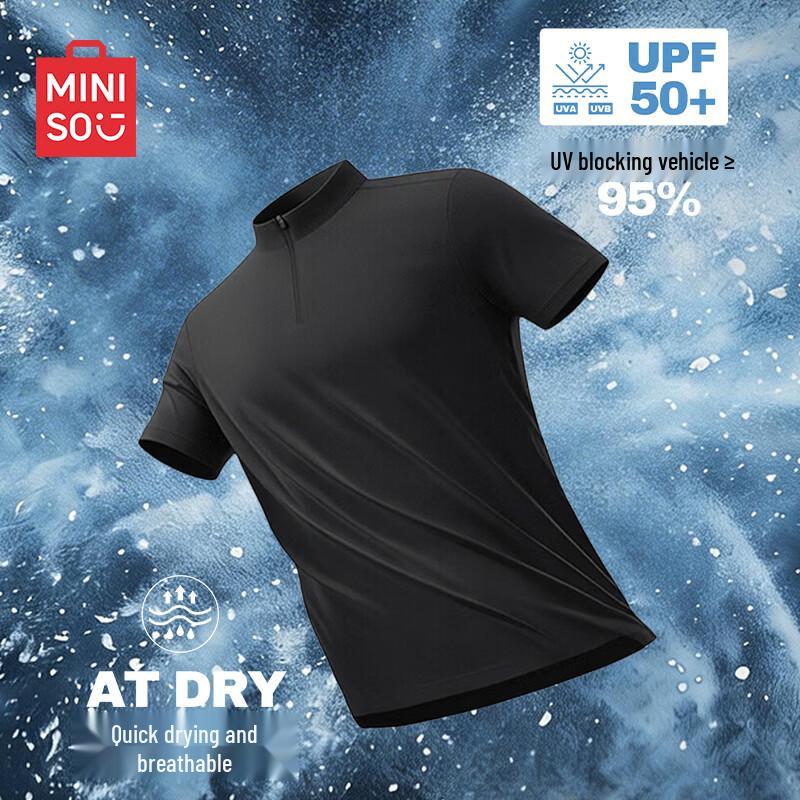 MINISO Men s Quick-Dry Half-Zip Sports T-Shirt L
