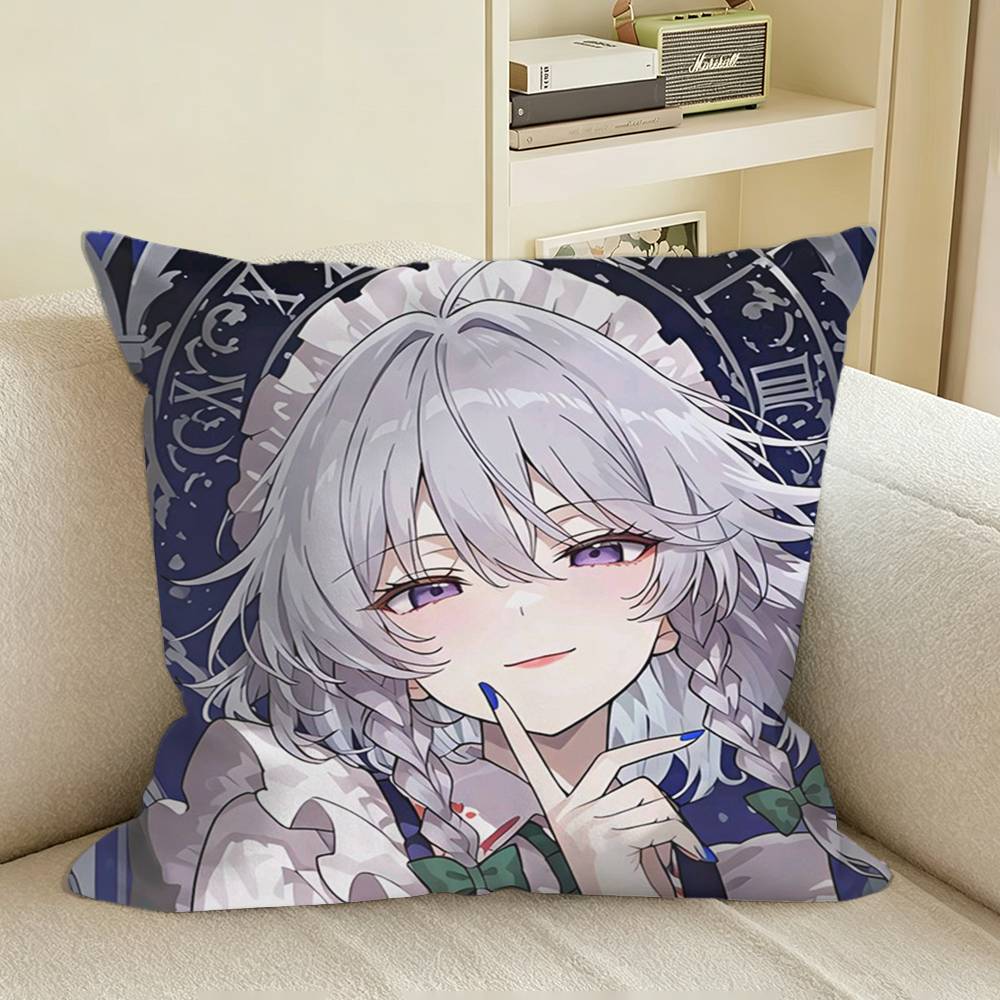 SakuyaS IIzayoi TTouhou Square Sofa Pillow Cover Solid Color Living Room Home Decor Cushion Case