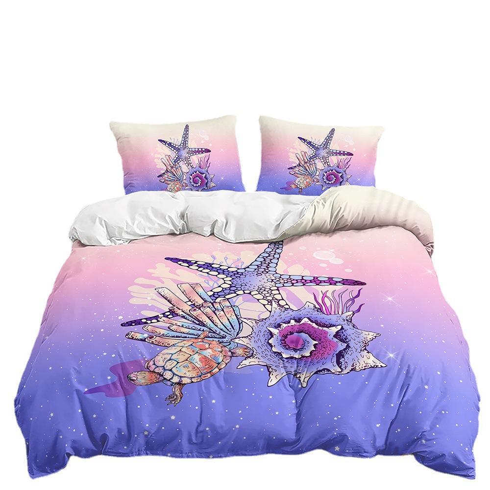 Bed Three-Piece Aquatic Animal Marine Quilt Cover 3D Digital Printing Kit