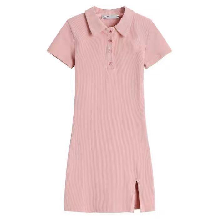 2026 Summer Pure Desire White Polo Collar Dress - Hip-Hugging Short Skirt for Women