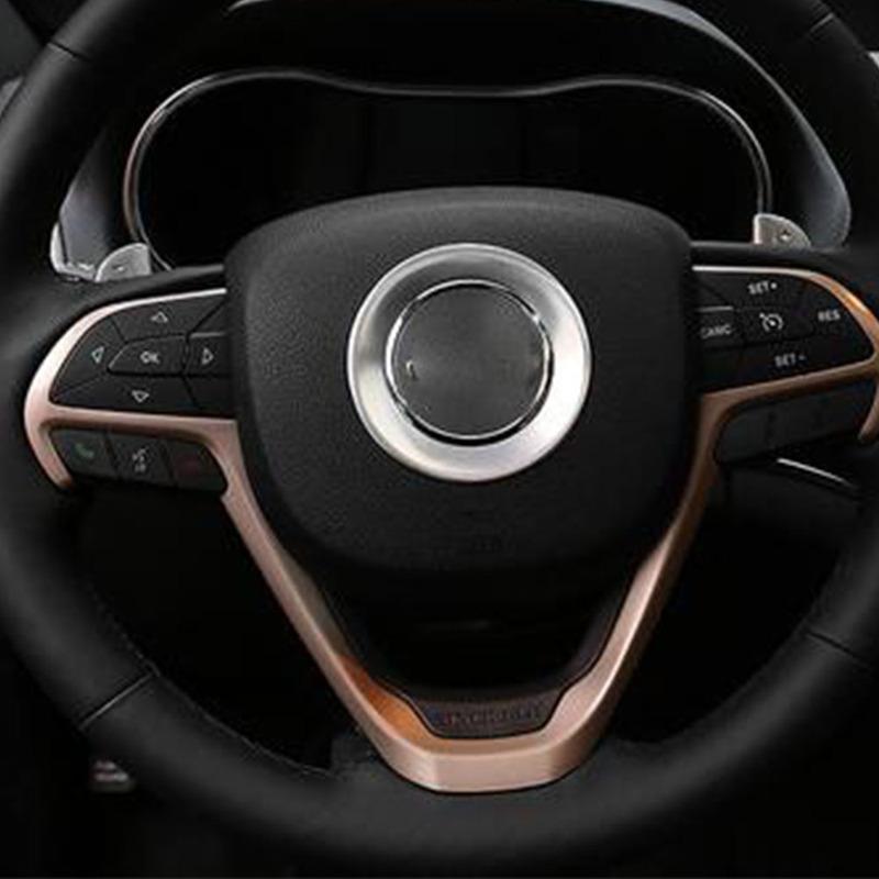 For Jeep Grand Cherokee 2014 2015 2016 2017 2018   Car Sticker Steering Wheel Interior Ring  Trim Lamp Frame Stick Part