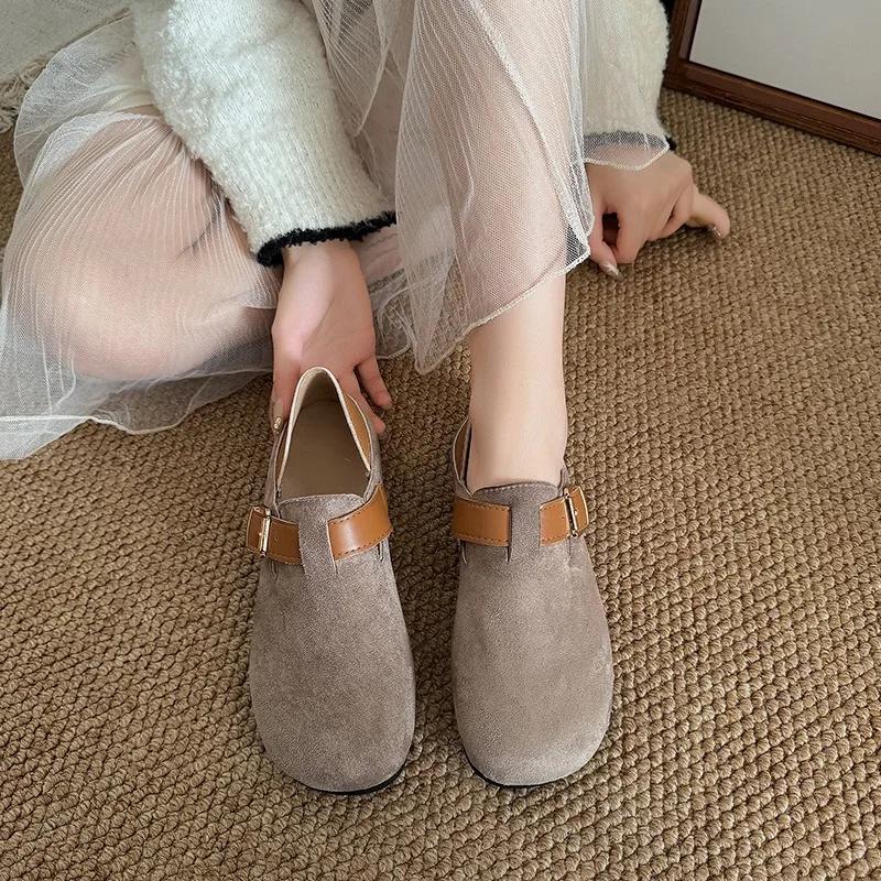 2025 Hot Sale Ladies Shoes Buckle Strap Women's Flats Outdoor Casual Flats Women Round Toe Mixed Colors Shoes Women Zapatos