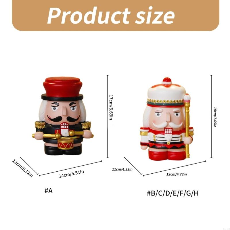62KD Decorative Nutcrackers Figure Coin Banks Resins Christmas Figurine for Saving and Seasonal Cheer