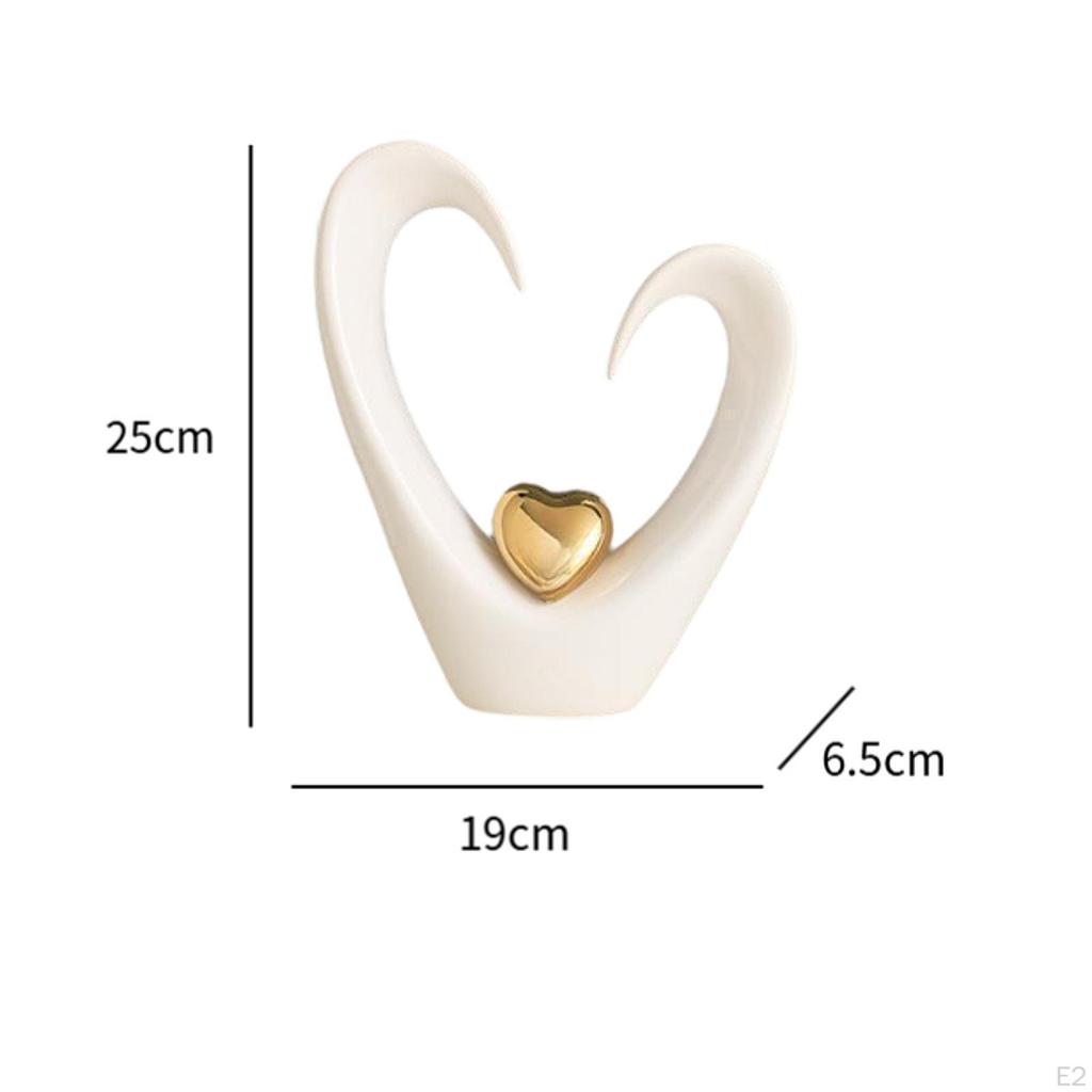 Minimalist Heart Sculpture Figurine with Acrylic Mirror Fish Wall Decals Modern Decorative Ornament