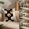Art Black Simple Flower Pillow Case Comfort Sofa Bed Silky Elegant Invisible Zipper Custom Decorative Cushion Cover