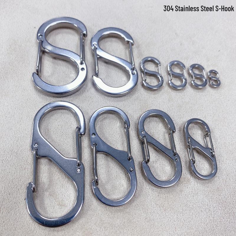Stainless Steel S-Buckle Double-Head Hook: Outdoor Quick Release 8-Shaped Keychain