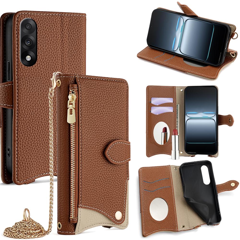 For OnePlus Ace 5 Ultra 5G Leather Case Wallet Stand Cover Irregular Tail Style with Chain Strap