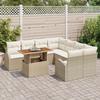 Ensemble de canapé de jardin 9 pièces avec coussins en poly rattan beige, Canapé de jardin deux places avec rangement 3358304