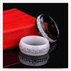 8MM Black and White Ceramic Ring with Dual Row Inlaid Diamonds for Women