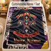 Flannel BlanketGuns N’ Roses Custom Name Text Personalized Soft Warm Throw Blanket Home Decor Gift