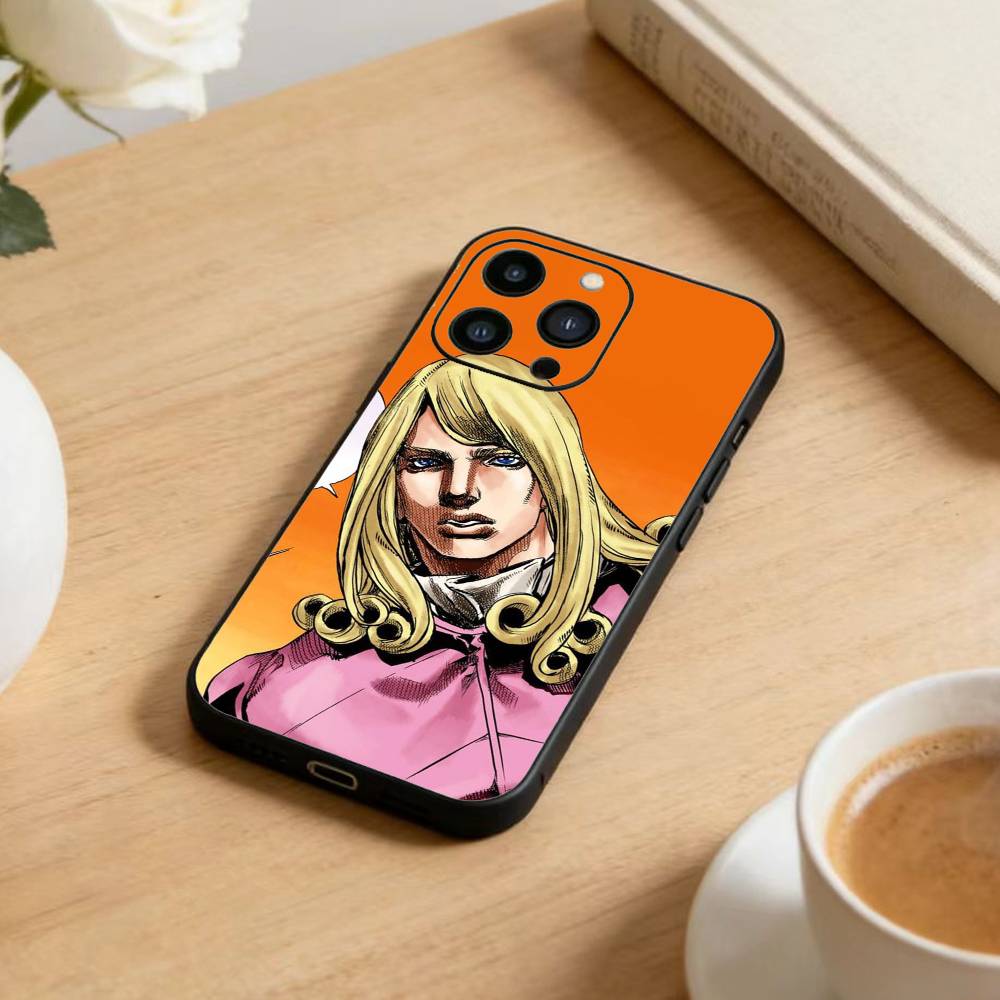 K-Anime Jojos Bizarres Adventures Phone Case For iPhone17,16,15,14,13,12 Plus,Max Soft Silicone Black Cover