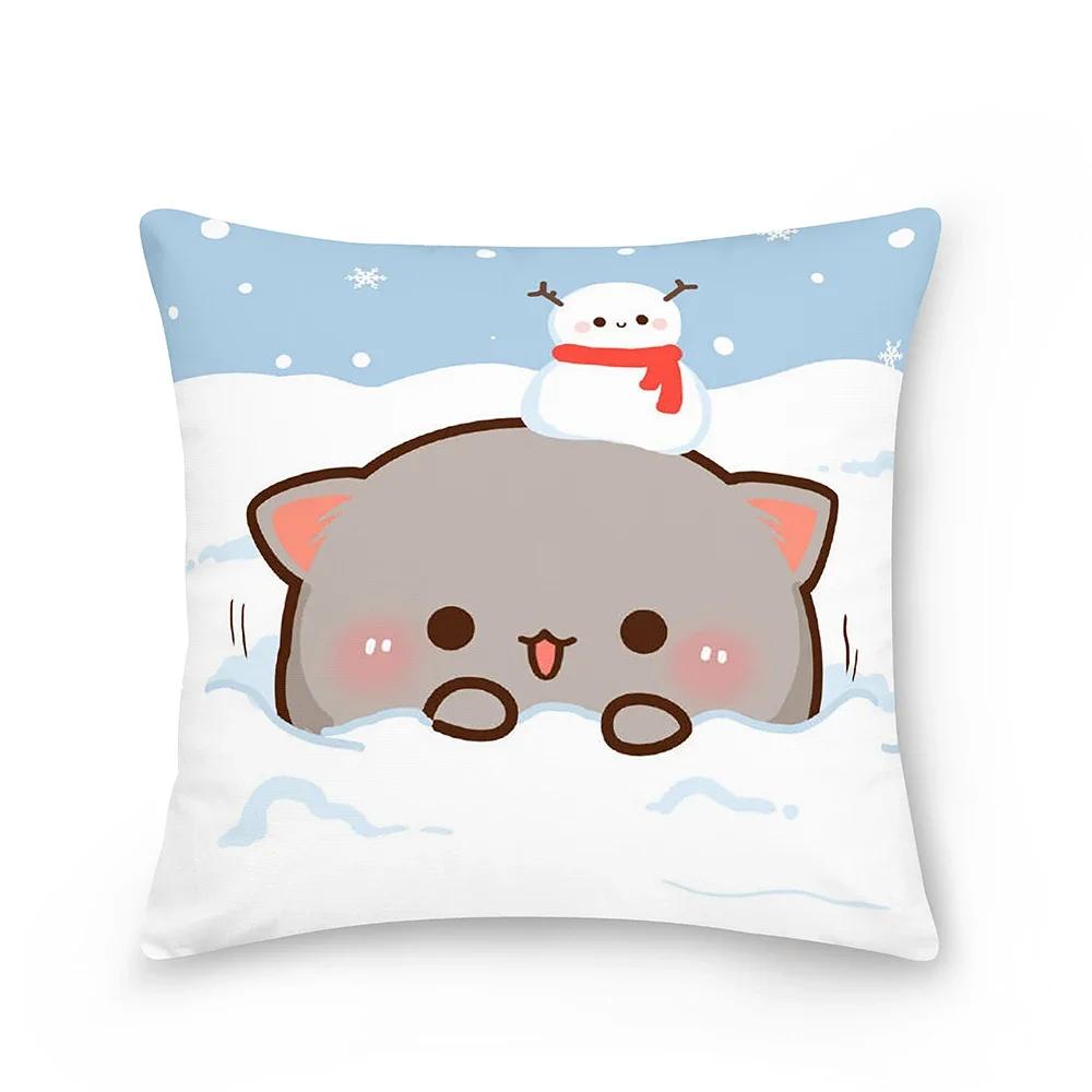 

Дом Персиковый Кот Наволочка Подушка Диван Машина Рождественское Украшение Спальня Гостиная 66x66cm бордовый