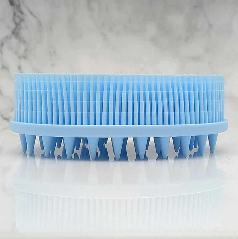 Exfoliating Silicone Body Brush,2 in 1 Bath and Shampoo Brush,Wet and Dry Scalp Massager,Premium Silicone Loofah,Lathers Well