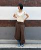 CHICKS All-Light Embroidered One-Pleat Wide Sweatpants Brown