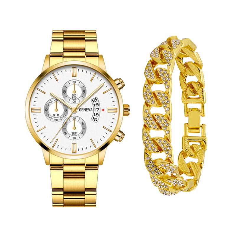 Watch Calendar Steel Strap Watch Men'S Large Dial Quartz Watch Men'S Suit