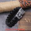 Never Fade Rock Viking Wolf Bracelet Men's Handmade Cord Can Open Wolf Mouth Punk Bracelets Biker Jewelry