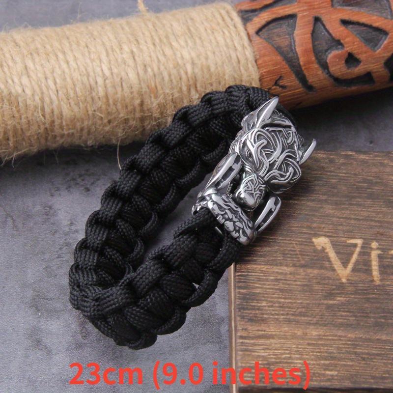 Never Fade Rock Viking Wolf Bracelet Men's Handmade Cord Can Open Wolf Mouth Punk Bracelets Biker Jewelry