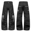 Mens Loose Fit Curved Jeans Streetwear Embroidered Rivet Denim Pants Casual Trousers