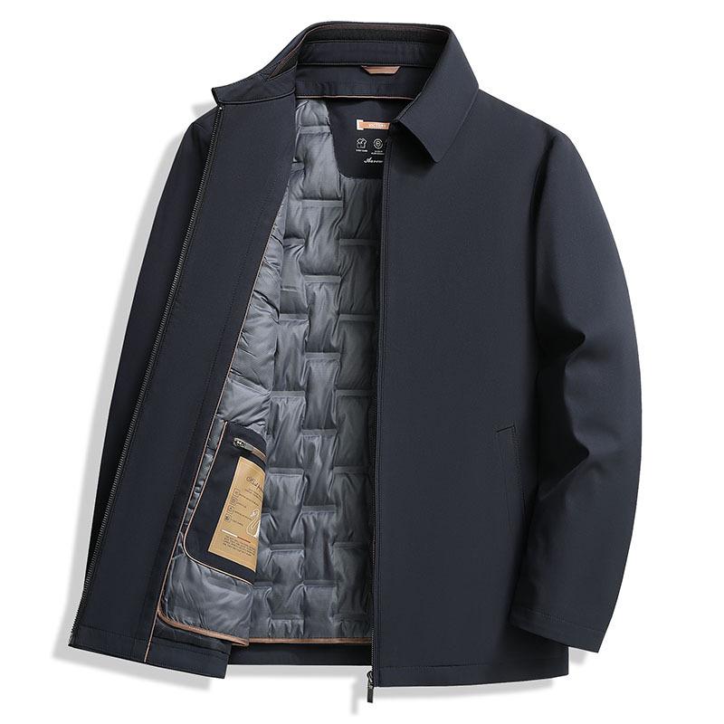 Men's Luxury Lightweight Down Jacket - Winter White Lapel Design