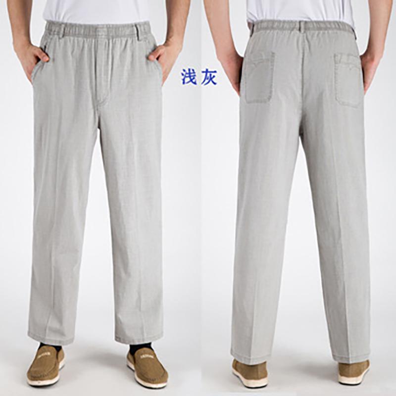 Herren Business Casual Lockere Hose Männlich Einfarbige Taschen Leinenhose Atmungsaktiv Mode Weich Bequem Hose Große Größen