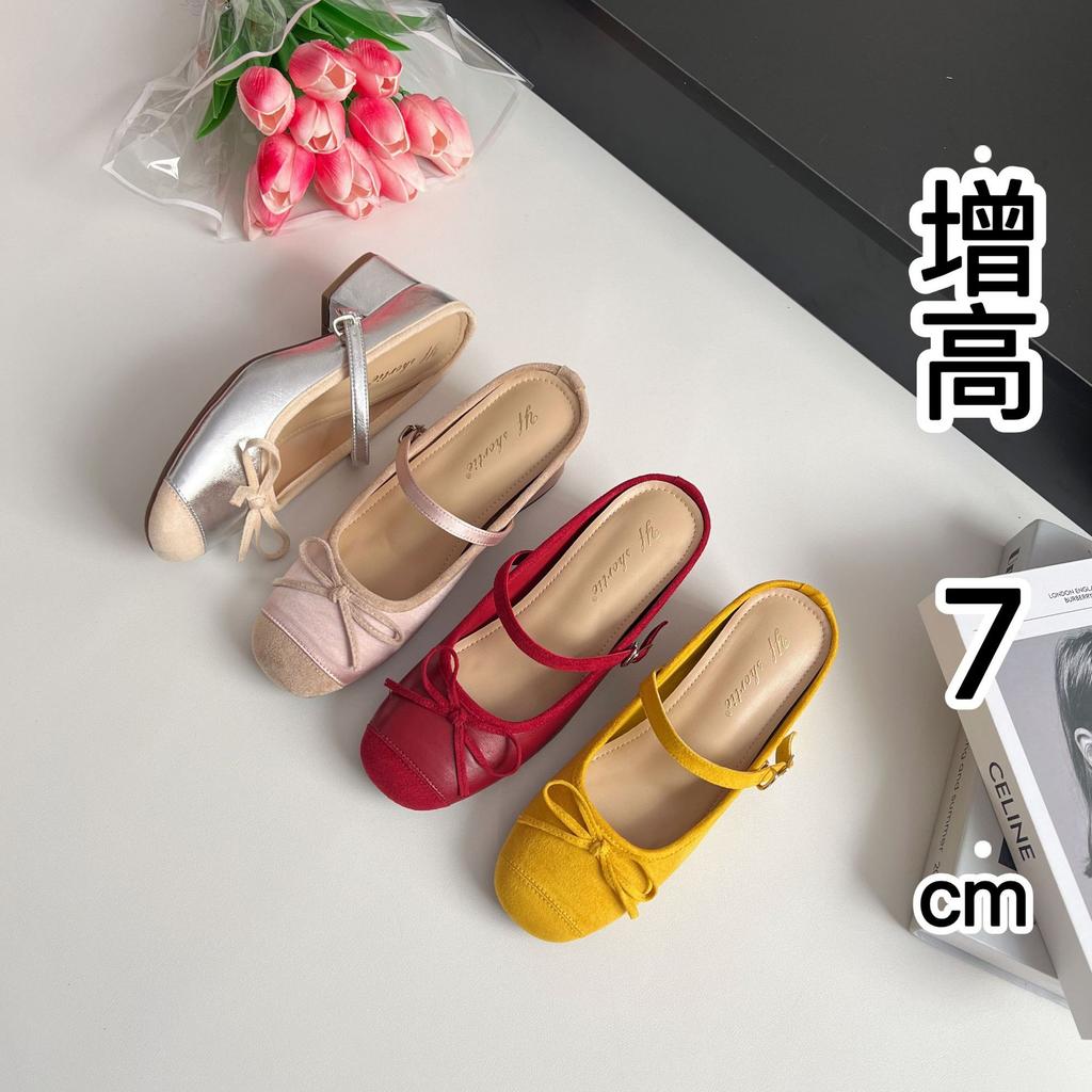 Inner height-increasing women's shoes color matching bow thick heel bag head slippers 2025 summer new fairy wind word with sandals