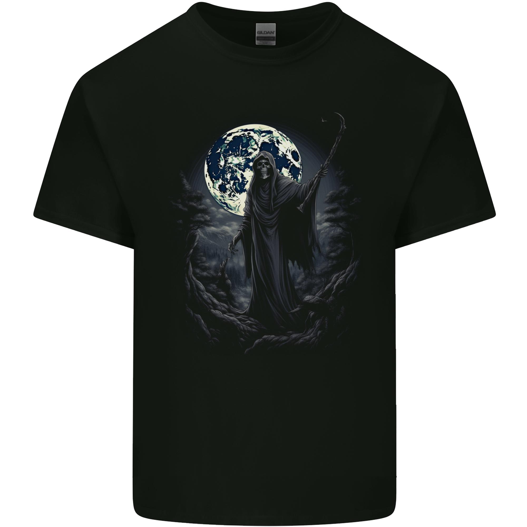 Mystical Grim Reaper Skull Unisexs Light Cotton TShirt S