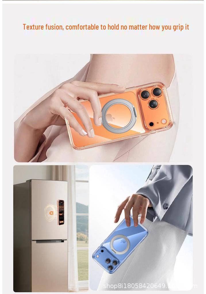 Compatible with iPhone 17 Pro: Magnetic Suction Phone Case, 360° Rotating Stand, Large Hole Design, Drop Protection.