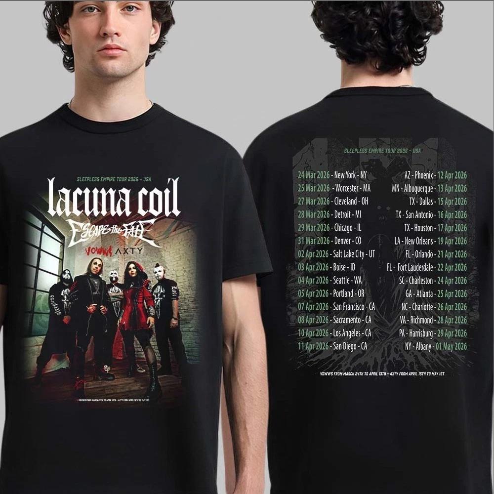 Lacuna Coil Sleepless Empire Tour 2026 North America Schedule Dates T-Shirt S