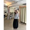 Kumikumi Idle Style Gray Printing Vest Camisole Women's Summer Loose Slim Looking Casual Pants Pants Two-piece Set