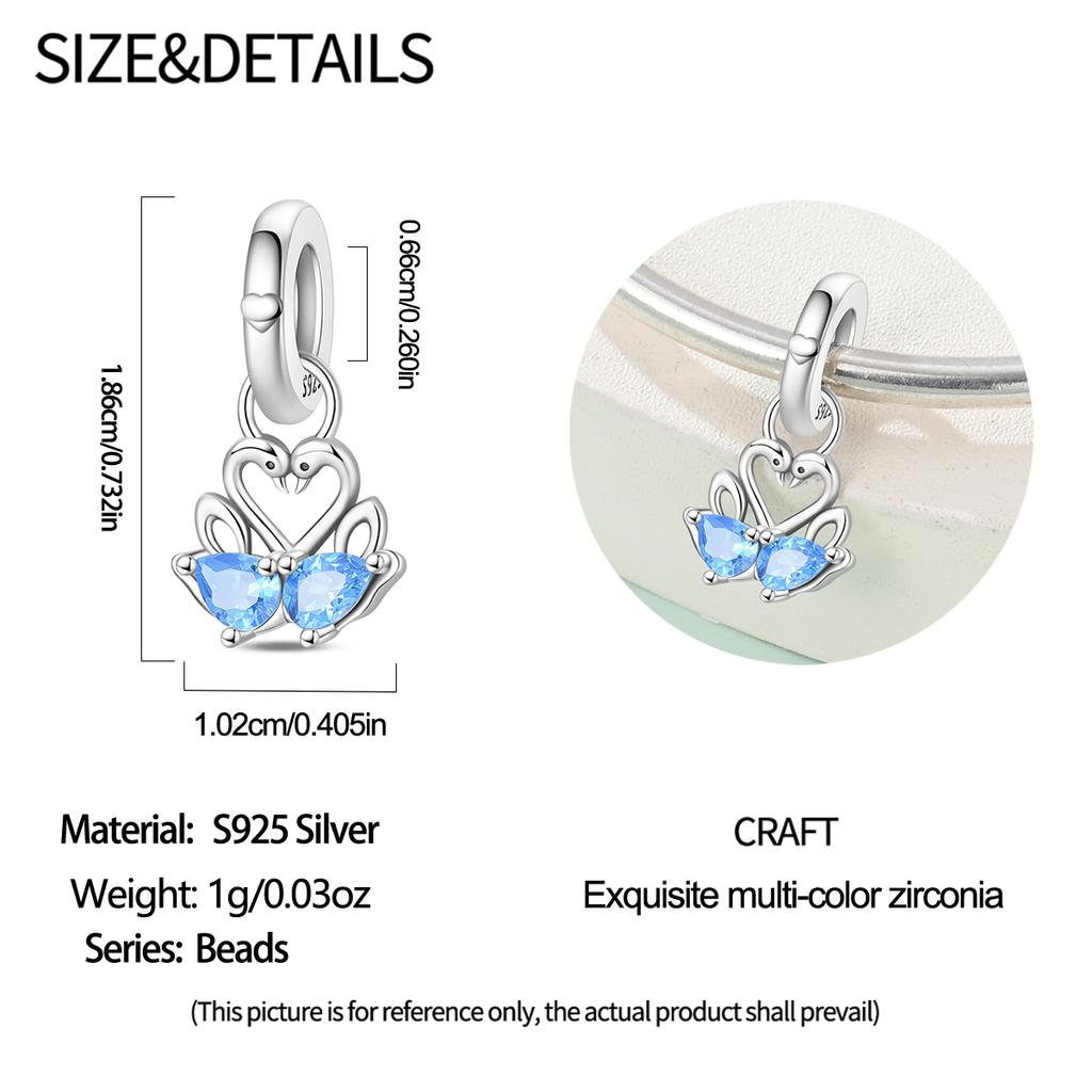 Copper Romance Loyalty Pair Of Swans Love Couple Pendants Charms Fits Genuine Charms Bracelet Women DoItYourself Jewellery Gifts