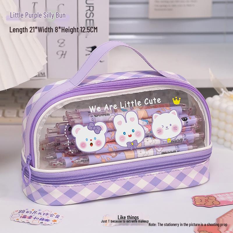 Large Capacity Cute Cartoon Pencil Case for High School and Primary Students