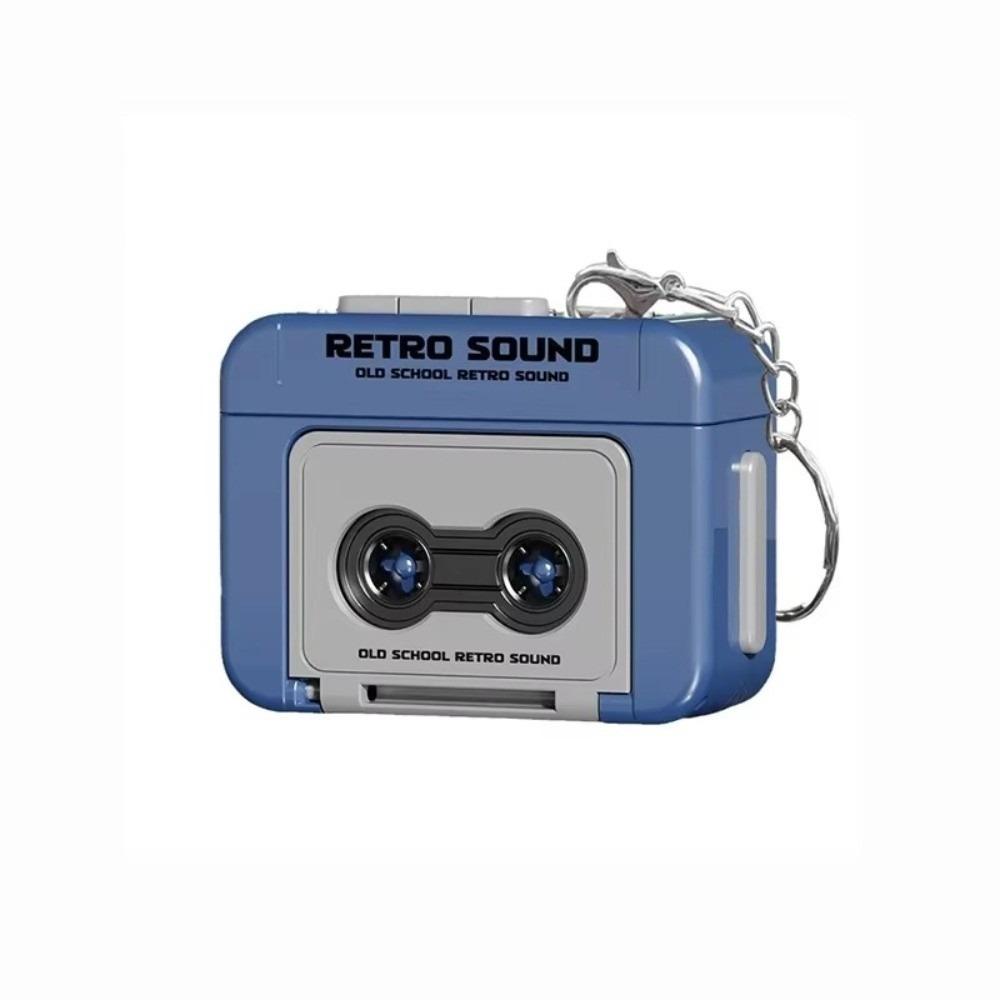

Collectible Retro Mini Recorder Keychain Fun Can Record Music Key Chain Holder Ornament Music Box Pendant Bag Pendant синий