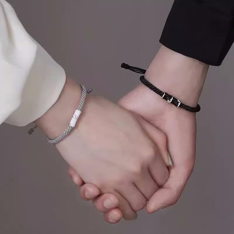 Fashion Lucky Bamboo Couple Bracelet for Women Men Simple Adjustable Braided Rope Bracelet Handmade Jewelry Valentine's Day Gift