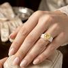 White Soft Silicone Ring, Heart Yellow CZ, Hypoallergenic Comfort Wedding And Promise Ring For Women