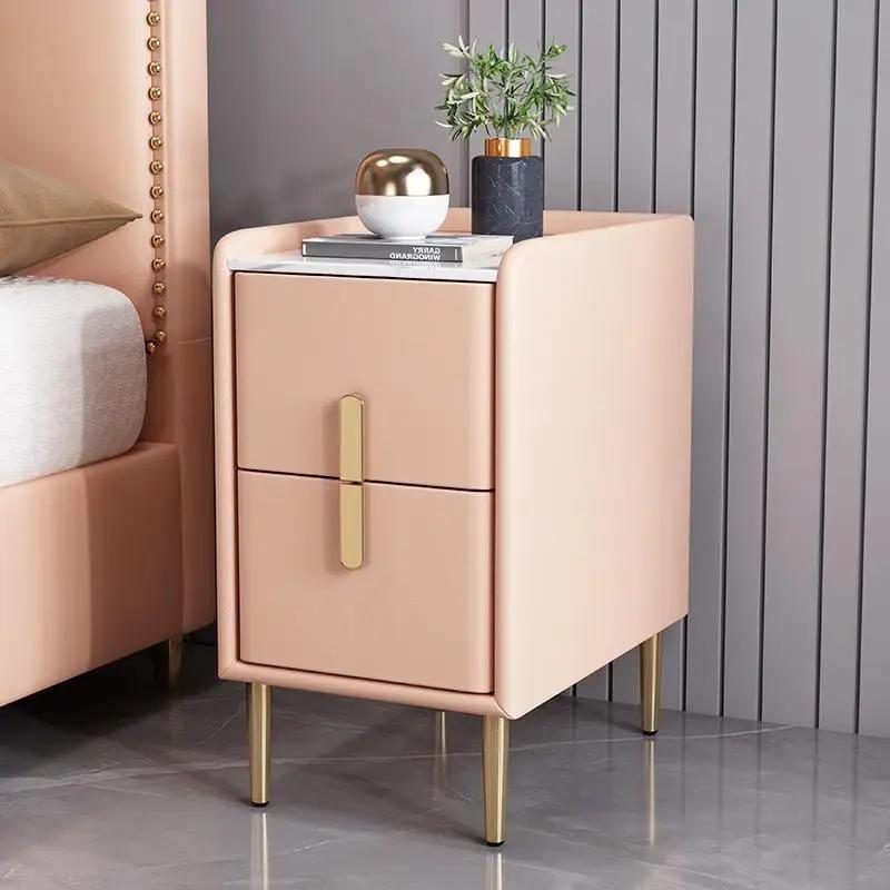 Nordic Light Luxury Modern Solid Wood Bedside Table Cabinet Free Installation Mini Bedroom Multi-layer Shelf Storage Cabinet