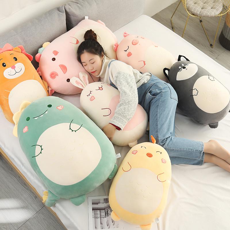 45~80cm Stuffed Cartoon Huggable Animal Doll Unicorn Dinosaur Pig Soft Plush Toy Lovely Buddy Kids Gift