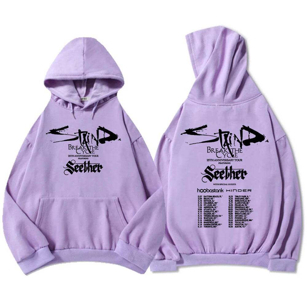 Staind Break The Cycle 25th Anniversary Tour Featuring Seether Hoodie Fleece Long Sleeve Loose Male Sweatshirt Unisex Streetwear XS
