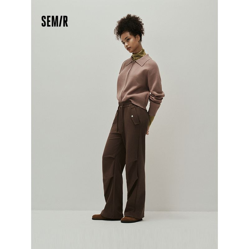 

Senma Casual Pants for Women Solid Color Wide-Leg Pants Fashionable All-Matching Trendy Autumn Stylish Trendy Cool Drawstring Sweatpants Slim Looking Deep Coffee 50954 150/58A/XS