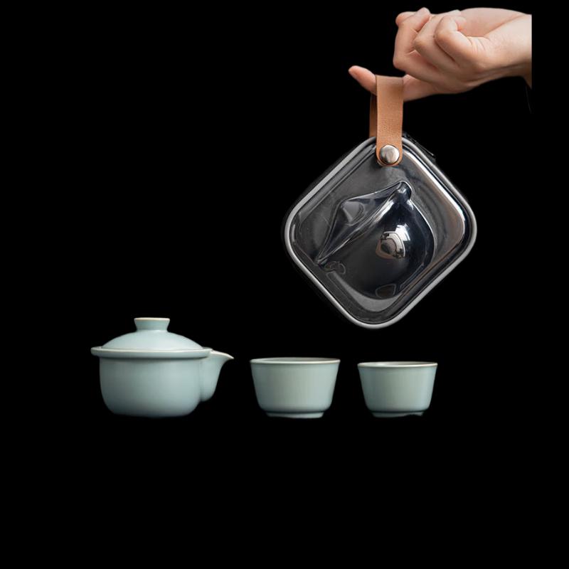 Susu Crackle Ru Ware Travel Tea Set
