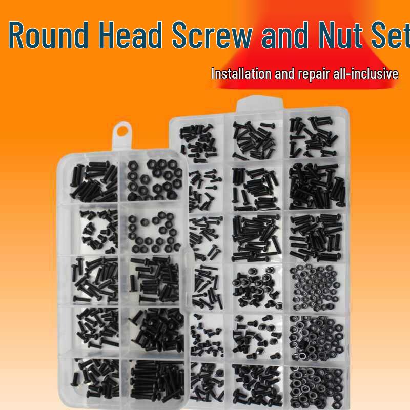 Black Round Head Phillips Screw Nut Set - PM Pan Head Machine Screws for Electronics & Computer Repair